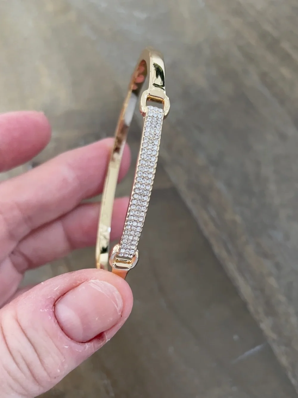 Polo by Ralph Lauren Gold-Tone Pavé Bar Bangle Bracelet